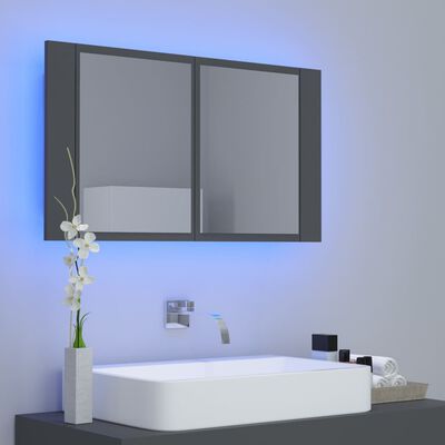 vidaXL LED Bathroom Mirror Cabinet Grey 80x12x45 cm