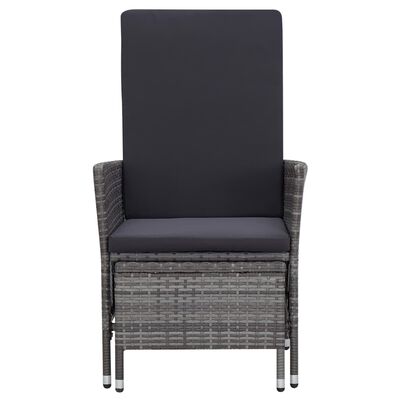 vidaXL Reclining Garden Chair with Cushions Poly Rattan Grey