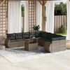 vidaXL 11 Piece Garden Sofa Set with Cushions Grey Poly Rattan
