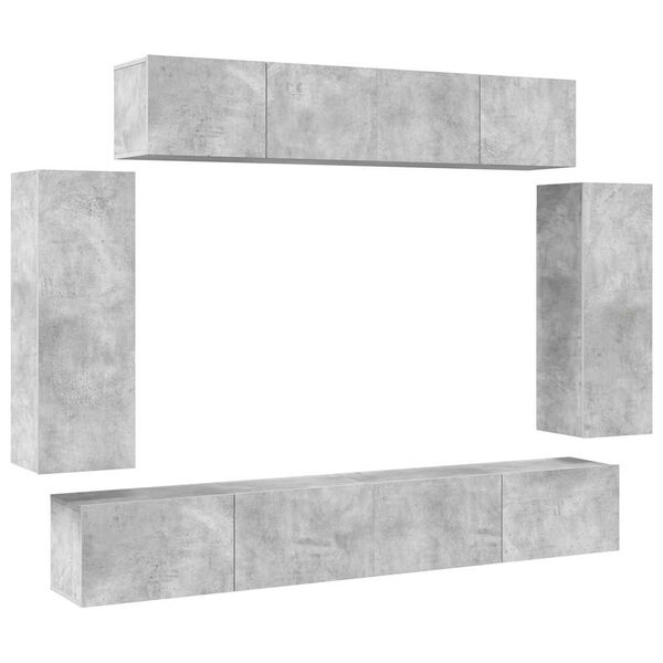 vidaXL 6 Piece TV Cabinet Set Concrete Grey Engineered Wood