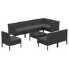 vidaXL 9 Piece Garden Lounge Set with Cushions Poly Rattan Black