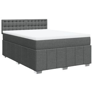 vidaXL Box Spring Bed with Mattress Black Double Fabric