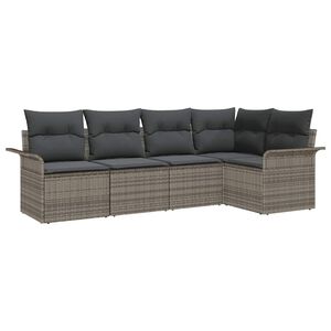 vidaXL Garden Sofa Set 5 pcs Grey Poly Rattan