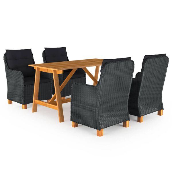 vidaXL 5 Piece Garden Dining Set Dark Grey