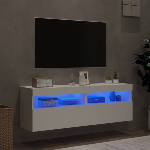 vidaXL TV Wall Cabinets with LED Lights 2 pcs White 60x30x40 cm