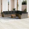 vidaXL 11 Piece Garden Sofa Set with Cushions Grey Poly Rattan