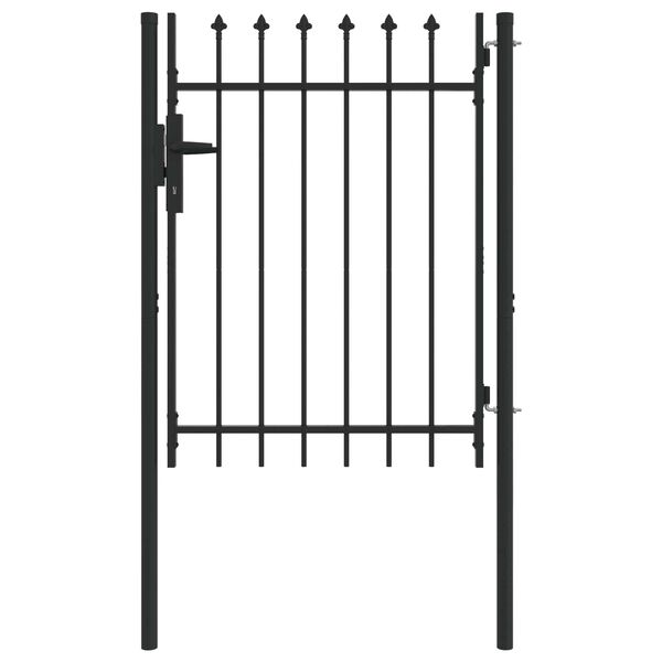 vidaXL Fence Gate Single Door with Spike Top Steel 1x1.2 m Black