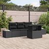 vidaXL Sofa Set with Cushion Height Adjustable 5 pcs Black Poly Rattan