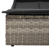 vidaXL Double Sun Lounger with Canopy and Cushions Grey Poly Rattan
