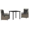 vidaXL Garden Dining Set 3 pcs Grey Poly Rattan