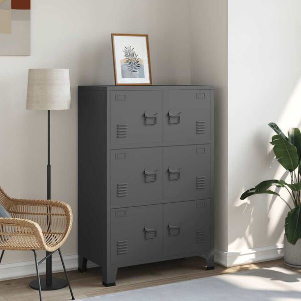 vidaXL Industrial Storage Chest Anthracite 75x40x115 cm Metal