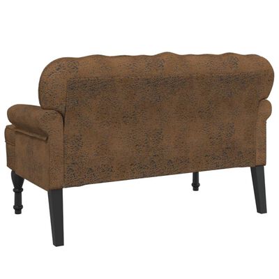vidaXL Bench with Backrest Brown 119.5x64.5x75 cm Faux Suede Leather