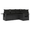 vidaXL 4 Piece Garden Sofa Set with Cushions Black Poly Rattan