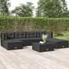 vidaXL 7 Piece Garden Lounge Set with Cushions Black Poly Rattan