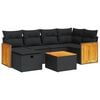 vidaXL 7 Piece Garden Sofa Set with Cushions Black Poly Rattan