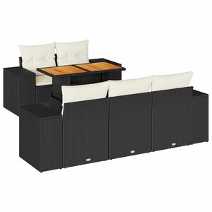 vidaXL 6 Piece Garden Sofa Set with Cushions Black Poly Rattan