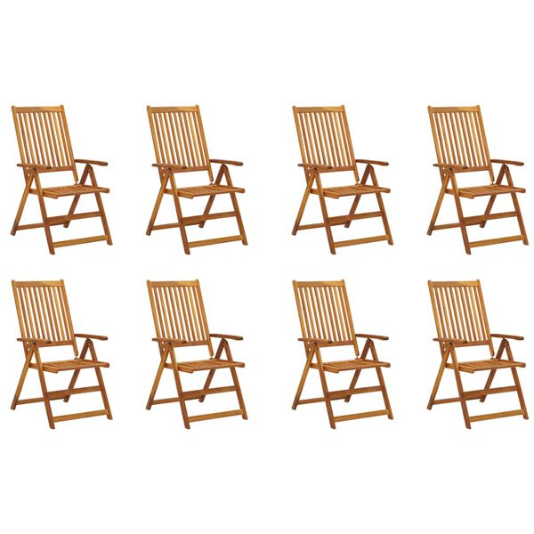 vidaXL Folding Garden Chairs with Cushions 8 pcs Solid Acacia Wood