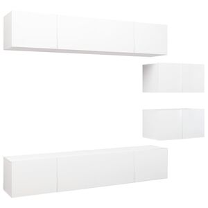 vidaXL 6 Piece TV Cabinet Set White Engineered Wood