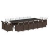 vidaXL 17 Piece Garden Dining Set with Cushions Poly Rattan Brown