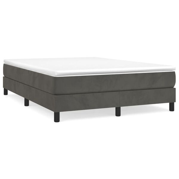 vidaXL Box Spring Bed with Mattress Dark Grey 137x190 cm Velvet