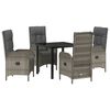 vidaXL Garden Dining Set with Cushion 5 pcs Grey Poly Rattan