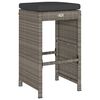 vidaXL Garden Bar Stools with Cushions 2 pcs Grey Poly Rattan