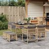 vidaXL 9 Piece Garden Dining Set with Cushions Mix Beige Poly Rattan