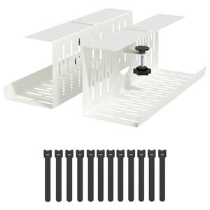 vidaXL Under Desk Cable Management Tray 2 pcs White 35 x 12 x 13 cm