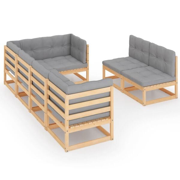vidaXL 7 Piece Garden Lounge Set with Cushions Solid Pinewood