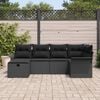 vidaXL Garden Sofa Set with Cushion Manual 6 pcs Black Poly Rattan