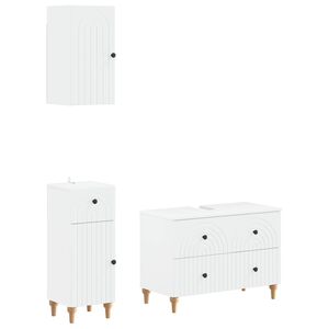 vidaXL 3 Piece Bathroom Cabinet Set ALKMAAR White Engineered Wood