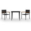 vidaXL 3 Piece Garden Dining Set Black