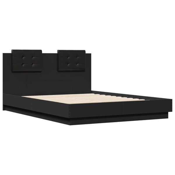 vidaXL Bed Frame with LED without Mattress Black 135x190 cm Double