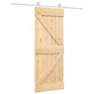 vidaXL Sliding Door Natural and White 80 x 210 cm Solid Pine Wood