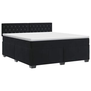 vidaXL Box Spring Bed with Mattress Black 153 x 203 cm Velvet