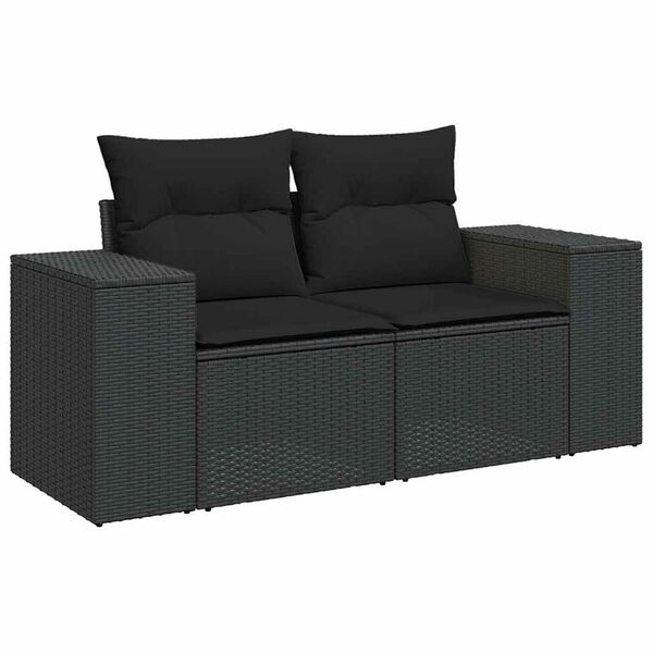vidaXL 5 Piece Garden Sofa Set with Cushions Black Poly Rattan