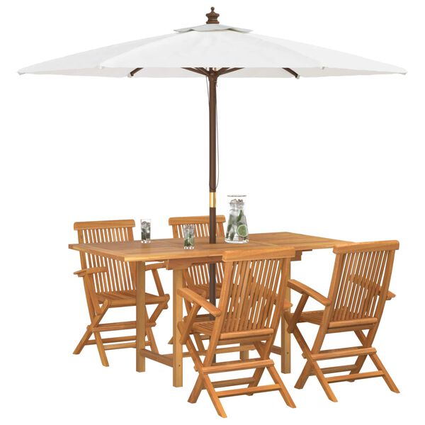 vidaXL Garden Dining Set 5 pcs Brown Solid Teak Wood