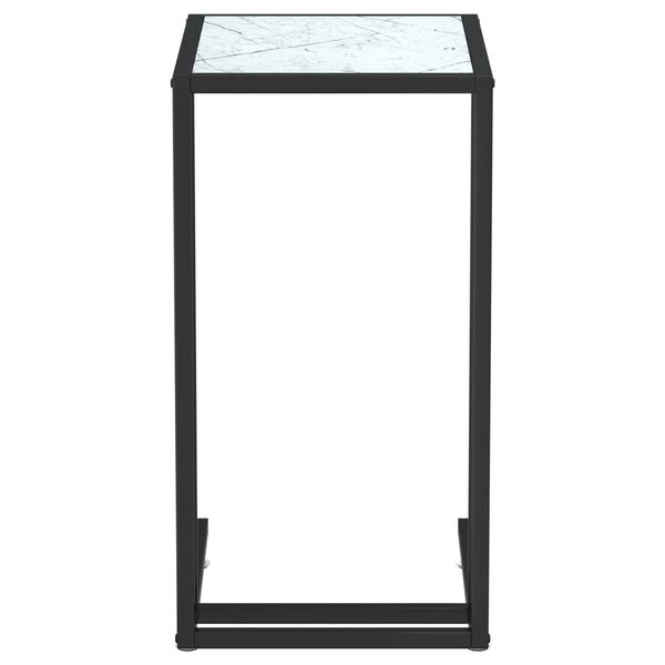 vidaXL Computer Side Table White Marble 50x35x65 cm Tempered Glass