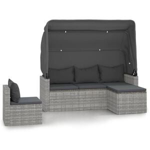 vidaXL 4 Piece Garden Sofa Set with Cushions Grey Poly Rattan