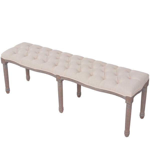 vidaXL Bench Linen Solid Wood 150x40x48 cm Cream White