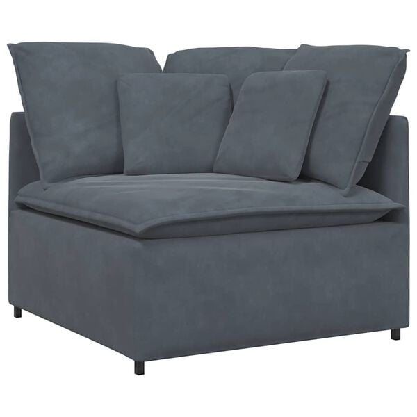 vidaXL Modular Sofa with Cushions Velvet Dark Grey