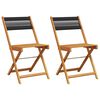 vidaXL Bistro Chairs 2 pcs Black Solid Wood Acacia and Rope