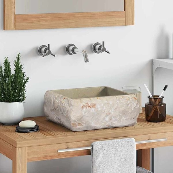 vidaXL Sink Cream 30x30x13 cm Marble