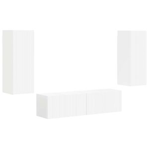 vidaXL TV Cabinet Set Wall-mounted 2 pcs White Engineered Wood