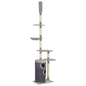 vidaXL Cat Tree | Grey | Engineered wood | 260 cm tall | Durable | Cat Tree