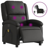 vidaXL Electric Massage Recliner Chair Black Real Leather