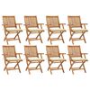 vidaXL Folding Chairs with Cushions 8 pcs Solid Teak Wood