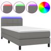 vidaXL Box Spring Bed with Mattress&LED Dark Grey King Single Size