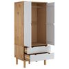 vidaXL Wardrobe OTTA Brown and White 76.5x53x172 cm Solid Wood Pine