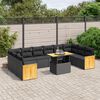 vidaXL 11 Piece Garden Sofa Set with Cushions Black Poly Rattan